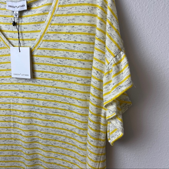 3/30$🔥 NWT Gibson & Latimer Stripe Ruffle Slv Tee - Picture 6 of 9